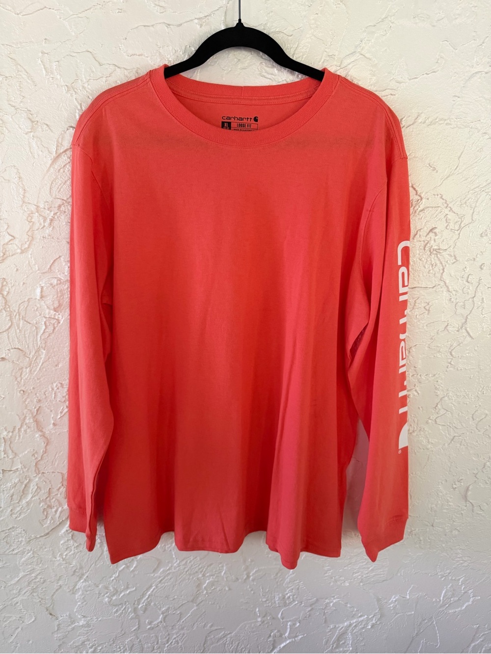 Carhartt Men’s Long-Sleeve Tee in Coral Pink